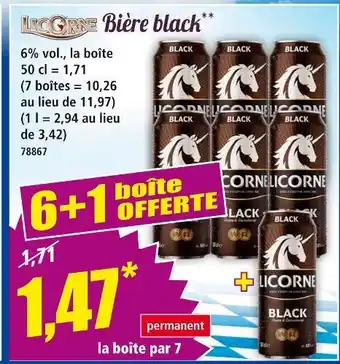 Norma Licorne Bière black offre