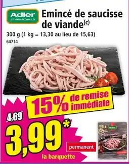 Norma Adler Schwarzwald Emincé de saucisse de viande offre