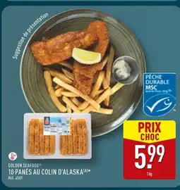 ALDI GOLDEN SEAFOOD 10 panés au colin d'alaska offre