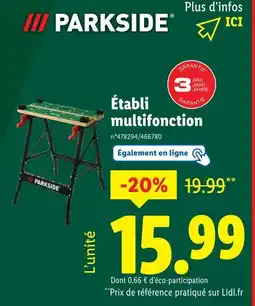Lidl Parkside Établi multifonction offre