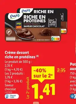 Lidl ENVIA Crème dessert riche en protéines offre