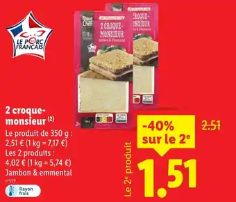 Lidl 2 croque-monsieur offre