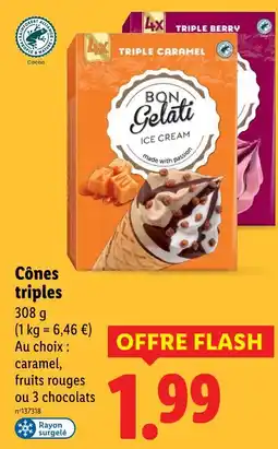 Lidl Bon Gelati Cônes triples offre