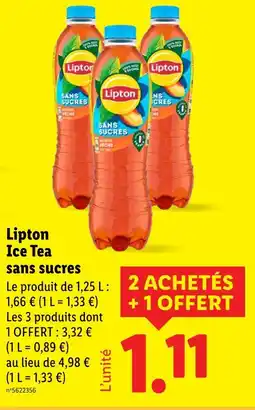 Lidl LIPTON Ice Tea sans sucres offre
