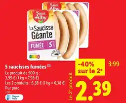 Lidl SAINT ALBY 5 saucisses fumées offre