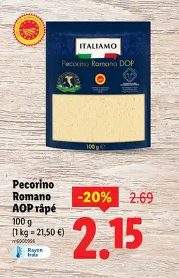 Lidl Pecorino Romano AOP râpé offre