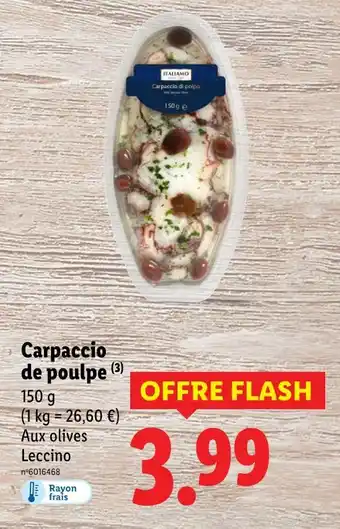 Lidl Carpaccio de poulpe offre