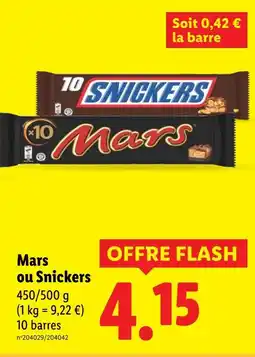 Lidl Mars ou Snickers offre