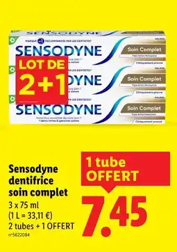 Lidl SENSODYNE dentifrice soin complet offre