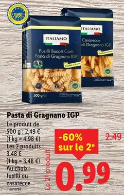 Lidl Italiamo Fusilli Bucati Corti Pasta di Gragnano IGP offre