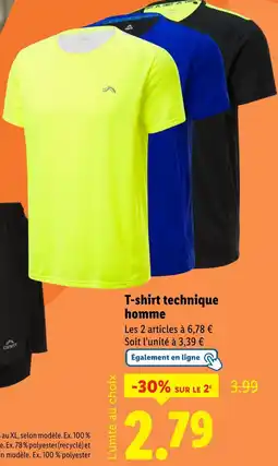 Lidl CRIVIT T-shirt technique homme offre