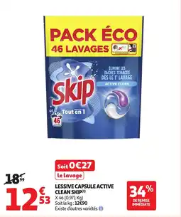 Auchan Lessive capsule active clean skip offre