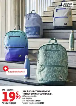 Auchan Sac à dos 1 compartiment trendy borne + gourde 0.5l offre