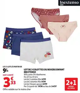 Auchan Lot de 3 culottes ou boxers enfant inextenso offre