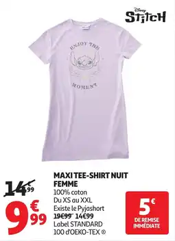 Auchan Maxi tee-shirt nuit femme offre