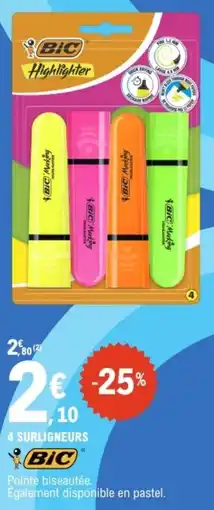 E.Leclerc 4 surligneurs BIC offre