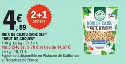 E.Leclerc Noix de cajou sans sel brut de coques offre