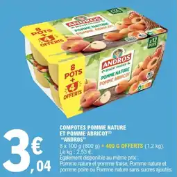 E.Leclerc Compotes pomme nature et pomme abricot andros offre