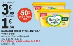 E.Leclerc Margarine omega 3 50% mat.gr. fruit d'or offre