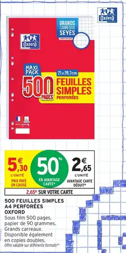 Intermarché Express OXFORD 500 feuilles simples a4 perforées offre
