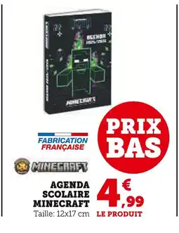 Super U Minecraft Agenda scolaire offre