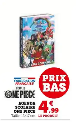 Super U ONE PIECE Agenda scolaire offre