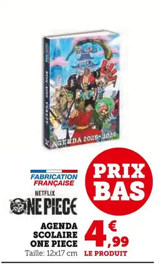 Super U ONE PIECE Agenda scolaire offre