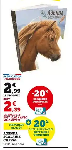 Super U Agenda scolaire cheval offre