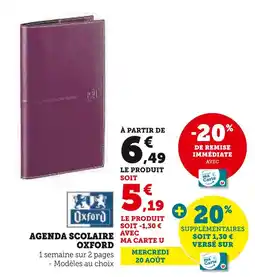 Super U OXFORD Agenda scolaire offre