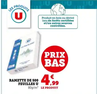 Super U U Ramette de 500 feuilles offre