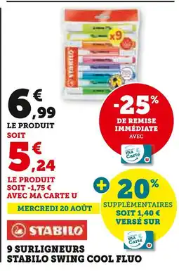 Super U 9 surligneurs swing cool fluo offre