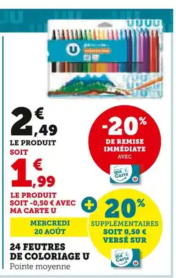 Super U U Feutres de coloriage offre