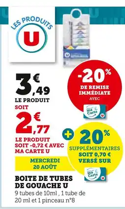 Super U U Boîte de tubes de gouache offre