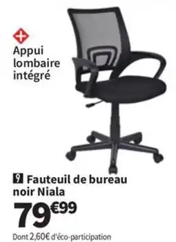 Conforama Fauteuil de bureau noir Niala offre
