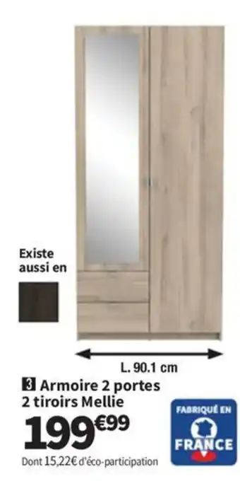 Conforama Armoire 2 portes 2 tiroirs Mellie offre