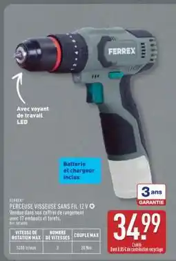 ALDI FERREX Perceuse Visseuse Sans Fil 12 V offre