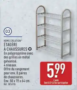 ALDI HOME CREATION ÉTAGÈRE À CHAUSSURES offre