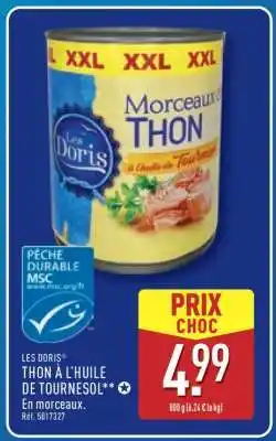 ALDI LES DORIS THON À L'HUILE DE TOURNESOL offre