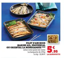 Hyper U Filet d'anchois marine ail, provencal ou oriental la monegasque offre
