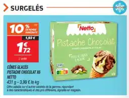 Netto NETTO Cônes glacés pistache chocolat x6 offre
