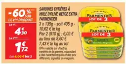 Netto PARMENTIER Sardines entières à huile d'olive vierge extra offre
