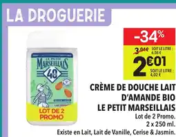 Supeco LE PETIT MARSEILLAIS Crème de douche lait d'amande bio offre