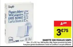 Supeco Ramette 500 feuilles simpl offre