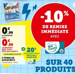 Super U U 5 tubes de gouache offre