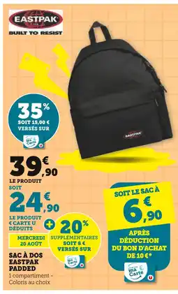 Super U EASTPAK SAC À DOS PADDED offre