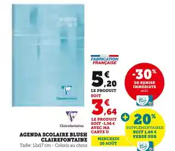 Super U Clairefontaine Agenda scolaire blush offre