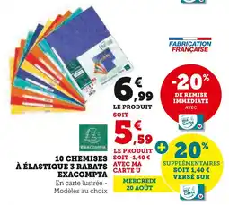 Super U Exacompta 10 chemises à élastique 3 rabats offre