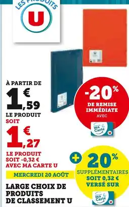 Super U U Large choix de produits de classement offre
