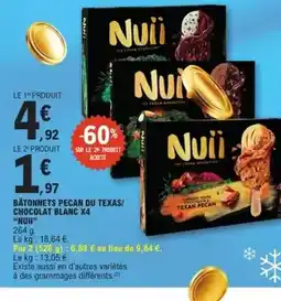 E.Leclerc Express Nuii - batonnets pexan du texas/ chocolat blanc x4 offre
