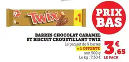 Bi1 Barres chocolat caramel et biscuit croustillant twix offre